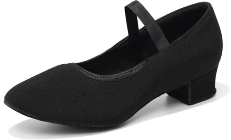 ZYXWVU Scarpe da Ballo di Piazza Donna Punta Chiusa Banda Elastica Moderno Pratica Insegnamento,P3-Nero-3.5cm,35 EU