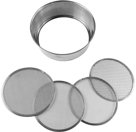 alloneslife Tamis de rempotage de jardin en acier inoxydable 20,3 cm de diamètre, 4 tailles de filet pour filtrer efficacement le sol