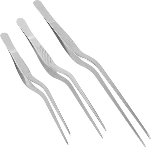 HOLIDYOYO Stainless Steel Kitchen Food Tweezers Set 14cm 16cm 20cm Fish Bone Clips Long Steak Cooking Tongs for Culinary Plating and Food Handling 3pcs