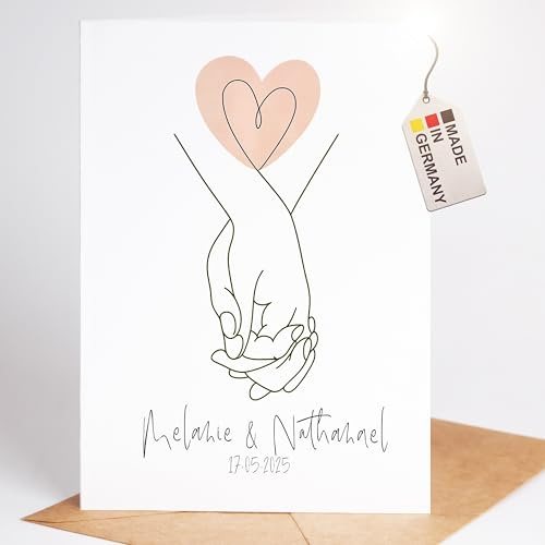 myDreamwork® Personalisierte Hochzeitskarte A6 – Karte zur Hochzeit mit Namen & Herzmotiv – Hochzeitsgeschenk Glückwunschkarte zur Vermählung – Geschenk Hochzeit personalisiert