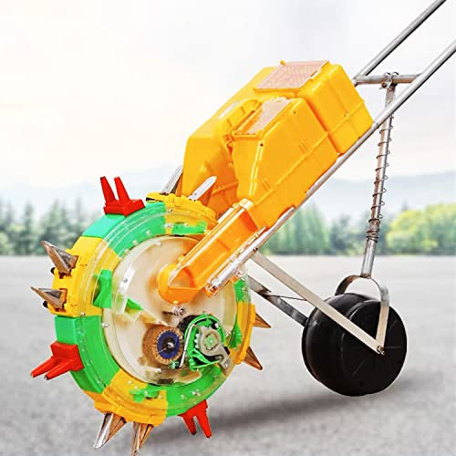 SBJKLYRN seed drill， PortableHand-Push Roller Seeding and Fertilizer Applicator, Metal Precision Seed Planter Spreaders for Lawn Garden Farm,6 Mouths(4 Mouths)