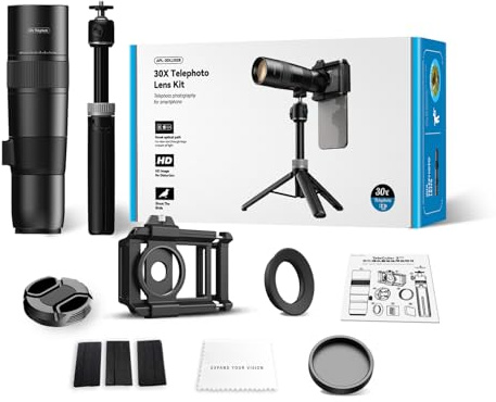 Téléobjectif 36X avec trépied et loupe pour la plupart des photos de téléphone, prise de vidéos, appareil photo de téléphone avec support trépied