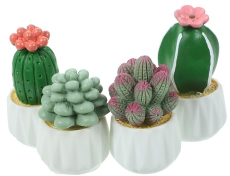 Atmosfera Natalizia Cactus Mini Decorazione da Tavolo in Resina 4 Pezzi