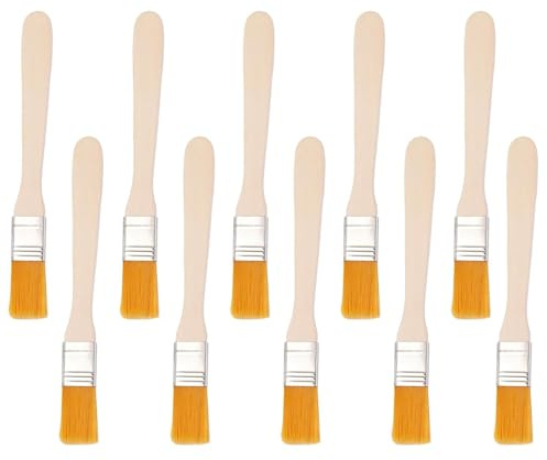 10 Pcs Borstenpinsel Set, Kleine Pinsels, Flache Kopf Borste Pinsel, Flache Pinsel Mit Holzgriff, Holzgriff Fensterpinsel, füR Kunst, Malerbedarf, Malerei, Entstauben, Lacke, DIY(13cm)