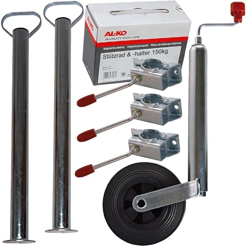 BandelOne enthält Alko Stützrad 150kg 2X Stütze 70cm 3X Klemmschelle-Ø 48mm für Anhänger Wohnwagen