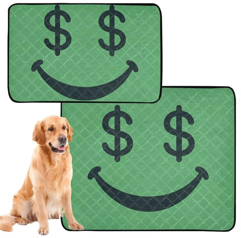 3 Pack Washable Dog Pee Pads Extra Large Reusable Dog Pee Pads Anti Slip Rug for Lawn 20x24in Money Eyes Look