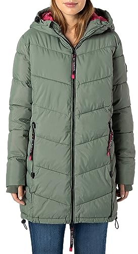 Sublevel Damen Winterjacke Stepp-Mantel mit Kapuze lang & tailliert, Outdoorjacke für Damen