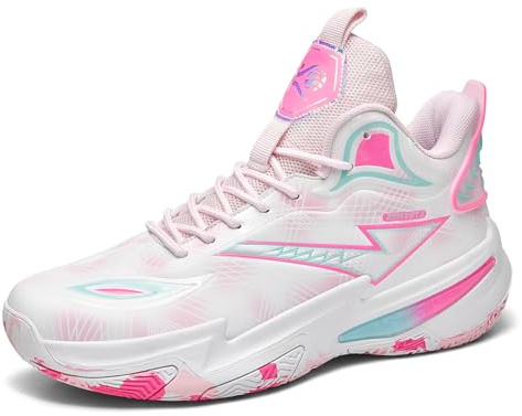 Voguerra Herrmode Basketskor Andningsbara Halkfria Slitstarka Lättviktiga Med Fålvsstöd Inomhus Utomhus Sneakers Sportstövlar(Pink,35 EU)