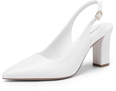 DREAM PAIRS Escarpins Femme Slingback Pointu | Talon Carré Chaussures à Talon Bloc Confortables Chaussures de Bureau Élégantes pour Travail et Tenue Habillée