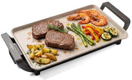 Nilson Life Plancha de Asar, Grill Eléctrico, 2550 W, Cocina Carnes, Verduras y Mariscos, Revestimiento Antiadherente, NPE533300L, Control de Temperatura, Superficie de Cocción 58x33 cm
