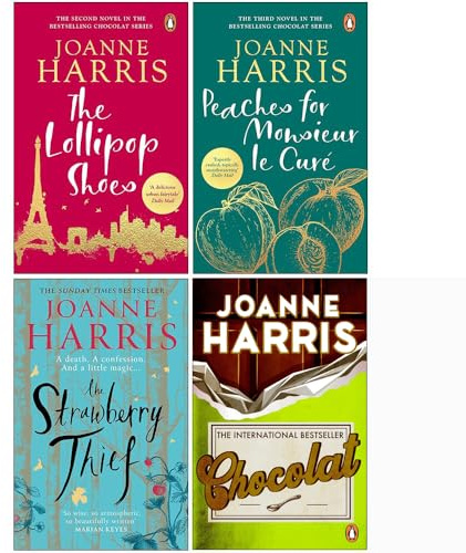 Joanne Harris Chocolat Series 4 Books Collection Set (Chocolat, Les chaussures sucettes, Pêches pour Monsieur le Curé, Le Voleur de fraises)