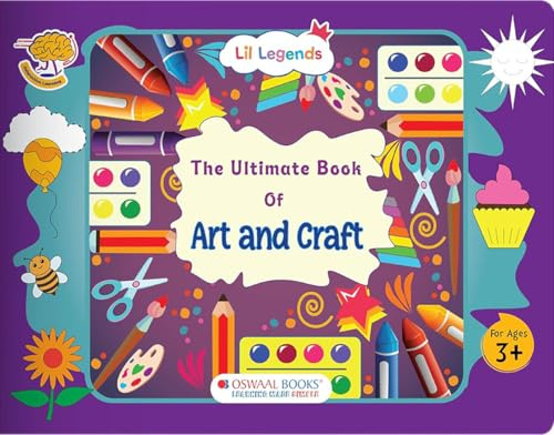 Oswaal Lil Legends Art & Craft Activity Book for Kids | 30+ DIY Projects with Materials Included (Glazed Paper, Glitter, Straws, Cotton) | Ideal for Ages 3+ | Develops Creativity & Fine Motor Skills
