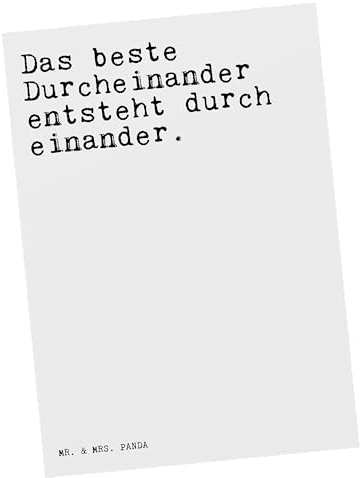 Mr. & Mrs. Panda Postkarte Das beste Durcheinander entsteht... - Geschenk, Freund, bildkarte, Postkarten, Sprüche, Spruch Weisheiten Zitate Lustig Weisheit Worte, Fotokarte, Ansichtskarte, Grußkarte