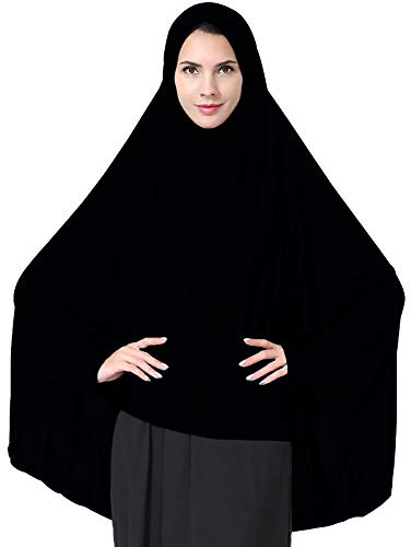 Women's Elegant Modest Muslim Islamic Ramadan Soft Lightweight Jersey Hijab Long Scarf, Black, XL