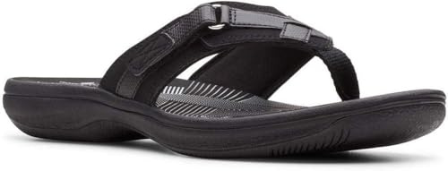 Clarks Women's Breeze Sea Flip-Flop Black Premium Black 8 M US
