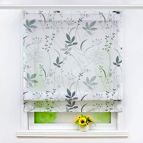 Joyswahl Voile Raffrollo mit floraler Musterung transparente Raffgardine mit Klettschiene »Therese« Schals Fenster Gardine BxH 120x140cm 1 Stück