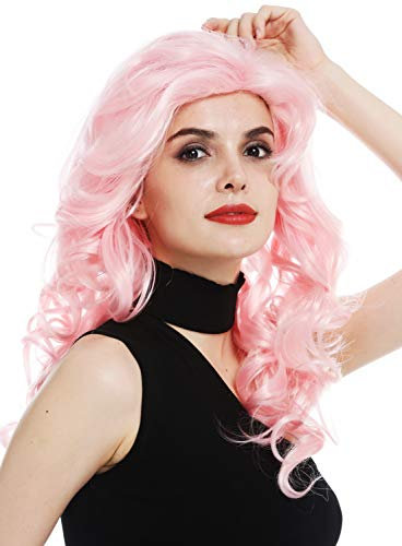 WIG ME UP - WL-3010-T2333 perruque dames star diva longue ondulée volumineuse crêpée années 80 clair rose