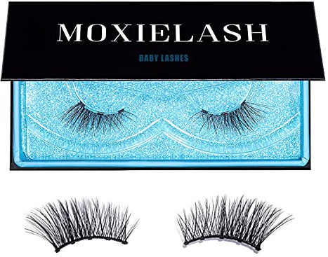 MoxieLash Magnetic Eyelashes - Baby | Reusable Magnetic Lashes, No Glue or Alcohol, Natural Accent Cat Eye & Subtle Beautiful Look, Professional Faux False Eyelashes - 1 Pair