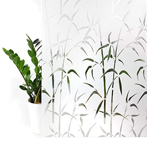 Fensterfolie statisch 45x150 cm | Sichtschutzfolie Fenster Milchglasfolie statisch haftend | Folie Fenster für Bad und Büro - Tageslicht genießen, Sichtschutz erhalten | Bamboo Bambus