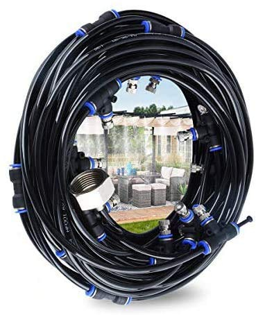 Hydrogarden Nebulizzatore Giardino - Sistema di irrigazione, 18 m Misting Line + 21 ugelli nebulizzatori in Ottone + Un Adattatore in Ottone, Adatto per Giardini, Serre