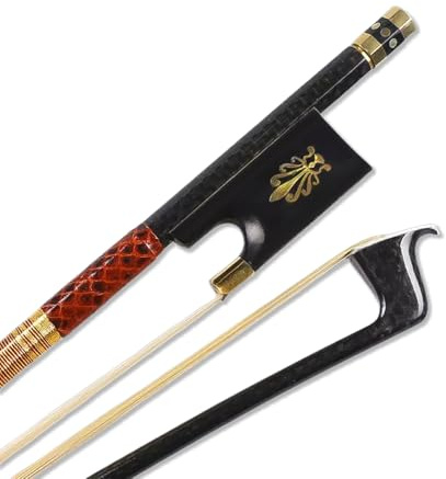 Yinfente Violin Bow 4/4 Carbon Fiber Ebony Frog With Peafowl Inlay,Mongolian Horse Hair,Stick&Well Balance 4/4 Violin Bow For All Level Violinists