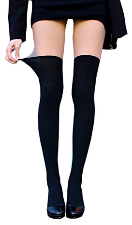 Thigh High Stockings For Women Faux Illusion Kawaii Over the Knee High Tube Socks Mock Wednesday Gothic Garter Cute Tights Cosplay Cool Suspender Pantyhose Anime Mall Goth Sheer Nude Opaque Pattern