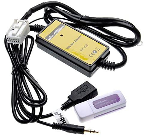 vhbw AUX USB Audio Adapter Kabel KFZ Radio (9,5 cm) kompatibel mit VW R100/110, Premium 6/7, RCD-200, Delta 6/7, RCD-210/310* Auto, Autoradio