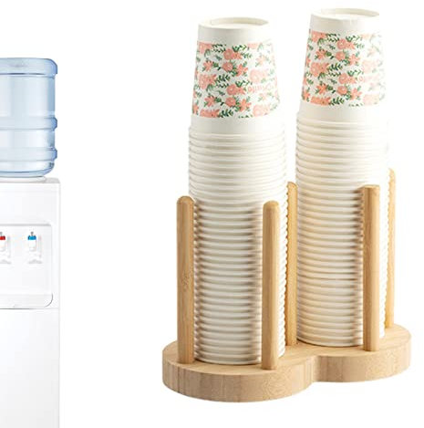 Porta Bicchieri in bambù Antiscivolo, Porta Bicchieri in bambù – Dispenser Antiscivolo per Bicchieri da Bagno Naturale per lavabi e Piani di Lavoro