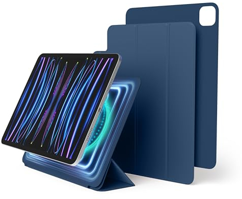 elago Magnetisches Folio Hülle Kompatibel mit iPad Pro 11 (M4,M5) 6., 5., 4. - Rückwand kann an Metallmaterialien befestigt Werden, Kompatibel mit Apple Pencil und elago's Pencil Case (Blau)