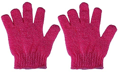 2 Stück Duschhandschuhe, Peeling-Handschuhe, Peeling-Handschuh, Körperpeeling, Luffa-Badehandschuhe für Männer und Frauen (rot)
