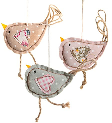 Vögel zum Aufhängen, 3 Stück: Osteranhänger Stoff, Anhänger Frühling & Ostern, Osterschmuck Vogel, Osterdeko Fenster & Osterstrauch, Frühlingsdeko Hängend, Osterfiguren Deko, Fensterdeko, 8 x 5 cm