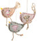 Logbuch-Verlag 3 pájaros con cuerda para colgar, decoración de Pascua, de tela, decoración de primavera, rosa, beige, gris, 8 cm