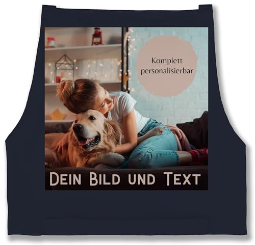 Schürze - Erwachsene - Foto Bild Geschenk I Dein Bild und Text - 85x69 - Navy Blau - personalisierte geschenke koch kochschürze damen selbst drucken photo backschürze muttertagsgeschenk