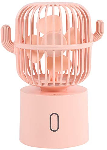 Frefgikty Ventilador de mesa de escritorio mini USB con cabeza agitadora de cactus, 3 modos de refrigeración, rotación de 80 grados, ventilador oscilante para y viajes, color rosa