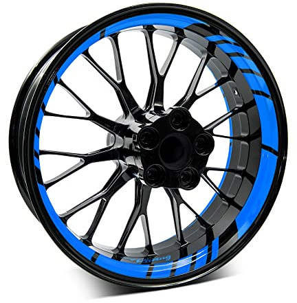 Juego de 18 pegatinas para bordes de llantas para motocicleta y coche, diseño completo, juego completo de pegatinas para llantas para 15, 16, 17, 18, 19 pulgadas MR020 (06 Azul Celeste)