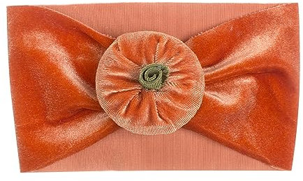 Baby Mädchen Stirnband Halloween Kürbis bedruckte Haarbänder Schleife geknotet Headwrap für Neugeborene Baby Schleifen Haarband Weihnachten (Orange, One Size)