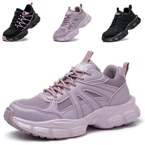 Ayqyc Chaussure de Sécurité Femme Légère et Confortable Basket de Securite Respirante Antidérapante Chaussures de Travail en Acier Toe Anti-crevaison