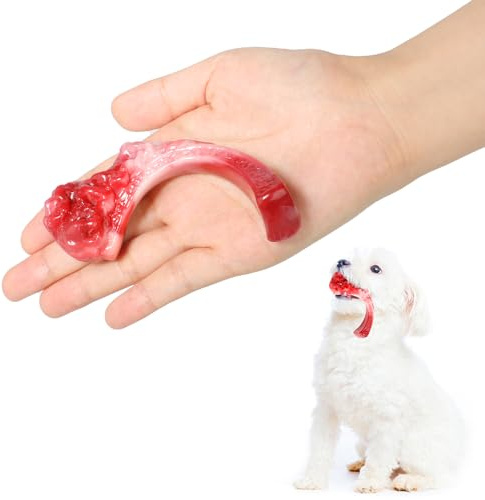 ZONSUSE Giocattoli per Cuccioli Aggressivi Masticatori,Giocattoli da Masticare per Cuccioli,Sapore di Manzo,Ossa per Cani in Nylon Resistente,per Cucciolo Noioso Giocare Denti Puliti (Bistecca S)