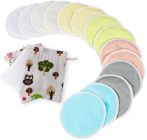 Aolso Waschbare Bio Bambus Stilleinlagen, 14 Stück Waschbare Stilleinlagen, Wiederverwendbare Stilleinlagen für die Mutterschaft, hochsaugfähige Stilleinlagen Auslaufsicher (Flach)