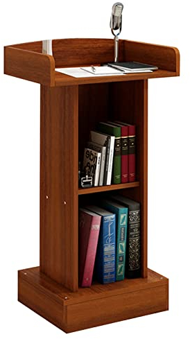 Rednerpult-Podiumständer mit Ablagefach, groß, bodenstehend, für Vorträge, Hochzeit, Kirche, inklusive Befestigungsmaterial für Veranstaltungen und Reden, Braun