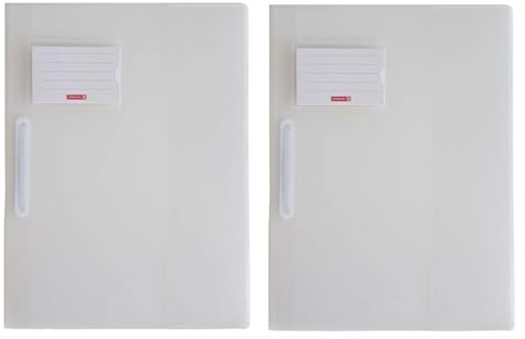 Brunnen | 2 Schnellhefter FACT! pp (2er Set weiß/transparent) (A4, transluzent, mit Namensschild, Einstecktasche, Dokumentenmappe, Schulsachen, Fächermappe, Hefter, Organisator, A4 Folder)