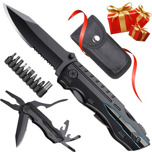 Geschenke für Männer Papa Weihnachten, Multitool Werkzeug mit Taschenmesser, Outdoor Klappmesser für Lustige Weihnachtsgeschenke, Männer Camping Gadgets Adventskalender 2025, Geburtstageschenk für Opa