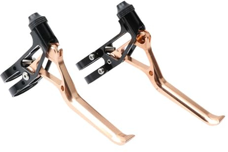 RIVDEE 1 Paar Fahrradbremshebel,BMX Rennrad Bremshebel Fahrrad,Handbremshebel Fahrrad,Ultraleichter Bremshebel mit Verlängertem Griff,für Erwachsene Kinder Mountainbike,BMX,Rennrad(gold)