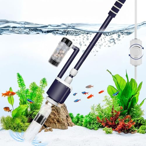 AQQA Fish Tank Cleaner, DC 2300L/h Adjustable Water Flow Electric Gravel Cleaner Fish Tank, 34W Aquarium Gravel Cleaner with Triple Filtration for Water Change Sand Washing Water Circulation