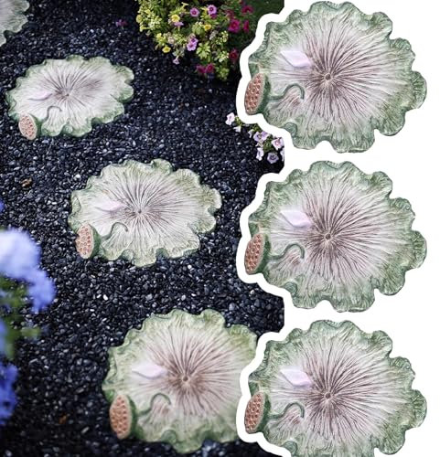 FQCXCKJ Trittsteine, Lotusblatt-Stufenornament-Steine, dreidimensionaler Garten-Trittstein für die Terrassengestaltung (3er-Pack)