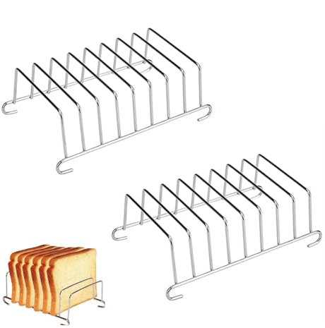 ANYUANKW 2 Piezas Soporte para Pan Tostado Rejilla para Tostadas de Acero Inoxidable Soporte para Pan Antiadherente Freidora Eléctrica