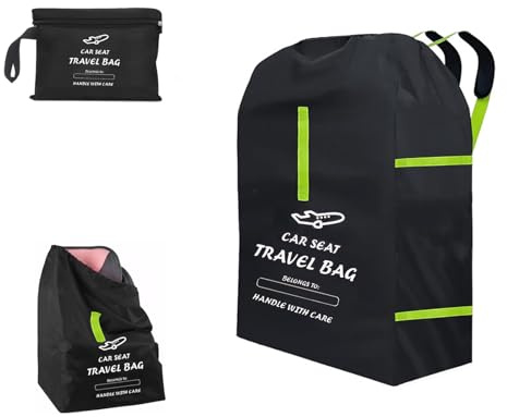 lelewangluo Car Seat Travel Bag, Portable Car Seat Cover Bag for Airplane, Large Waterproof Gate Check Bag with Shoulder Strap for Child Seats