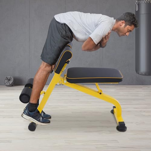 XUEMANSHOP romersk stol, multifunktionell träningsutrustning, justerbar höjd 71–101 cm, lastkapacitet 300 kg, vikbar, för situps, viktade push-ups, ryggsträckare