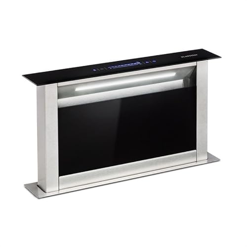 Klarstein Royal Flush Eco Hotte Aspirante 60cm - Cee A++, 576 M³/H, Faible Niveau Sonore 51 dB, Touch-To-Slide, Éclairage Led, Acier Inoxydable & Verre, Hotte Encastrable Plan De Travail