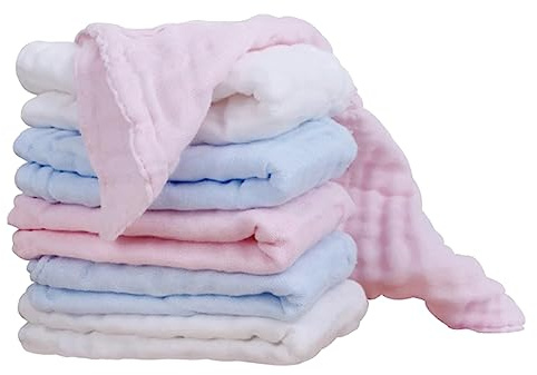 Holibanna 6 Stück Reine Baumwollgaze Stillhandtücher und Waschlappen für Neugeborene Weich Saugfähig für Pflegebeutel und Tägliche Babypflege